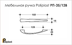 Мебельная ручка Poliplast полипласт РП-35/128 глянцевая  черная