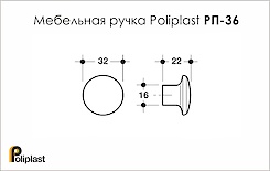 Мебельная ручка Poliplast полипласт РП-36 глянцевая черная