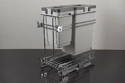 Выдвижной набор ведер для мусора Vibo Komby easy для модуля 300 на 2 ведра на направляющих с плавным закрыванием