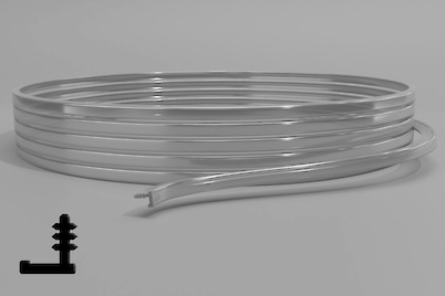 Уплотнитель для алюминиевых рамочных фасадов под стекло тип 9 прозрачный к профилю М23