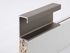 Врізний торцевий алюмінієвий профіль-ручка Н3 інокс (коньяк) під плиту 18мм довжина 5950мм