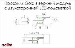 Профіль Gola у верхній модуль з двостороннім LED-підсвічуванням