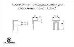 Кріплення полицетримача для скляних полиць KUBIC Italiana Ferramenta під прикручування нікель (1/2)