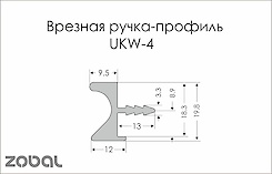 Врезной торцевой алюминиевый профиль ручка UKW 4 Zobal для верхних шкафов