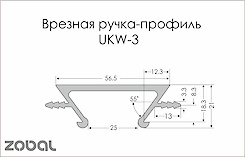 Врізний торцевий алюмінієвий профіль ручка UKW 3 Zobal