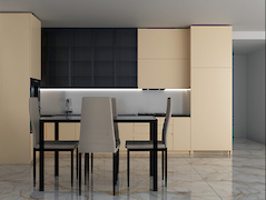 ДСП Egger 18мм U113 ST9 Коттон бежевий у поєднанні з чорною стільницею