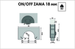 Меблевий ролик OgTM серії ON / OFF ZAMA 18мм зі стопором алюміній / сірий