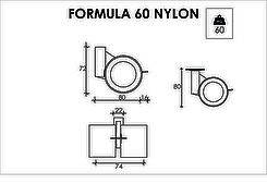 Меблевий ролик OgTM серії Formula 60 Nylon зі стопором алюміній/сірий