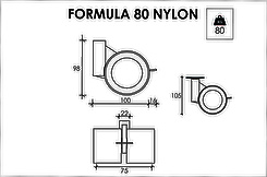 Меблевий ролик OgTM серії Formula 80 Nylon зі стопором алюміній/сірий