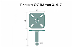 Планка 62x62 тип 3,4,7 для кріплення меблевих роликів OGTM Formula 60 і Formula 80.