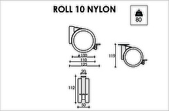 Меблевий ролик OgTM серії ROLL 10 Nylon зі стопором білий / чорний