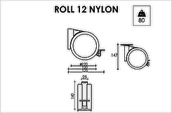 Меблевий ролик OgTM серії ROLL 12 Nylon зі стопором сірий/сірий