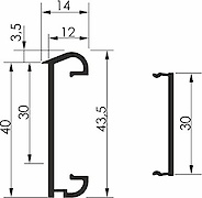 Профіль подвійний Scilm для торця стільниці h=40мм L=3900мм (вставка алюмінієва) (R95750SL39)