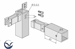 Кріплення з'єднувальне М20 до труби 20x20x2