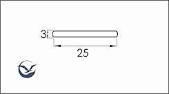 Смуга алюмінієва 25ммх3мм L=5950 мм неанодована
