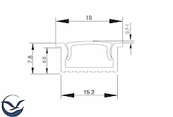 Алюмінієвий профіль врізний для світлодіодної стрічки LED, срібло L=5950 мм