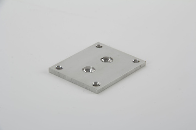 Підп'ятник до труби прямокутної 30x30x1.5 на 2 отвори алюміній