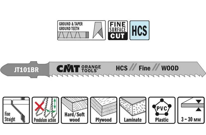 Пильне полотно СМТ для лобзика I = 75 L = 100 5 шт відступ 2.5