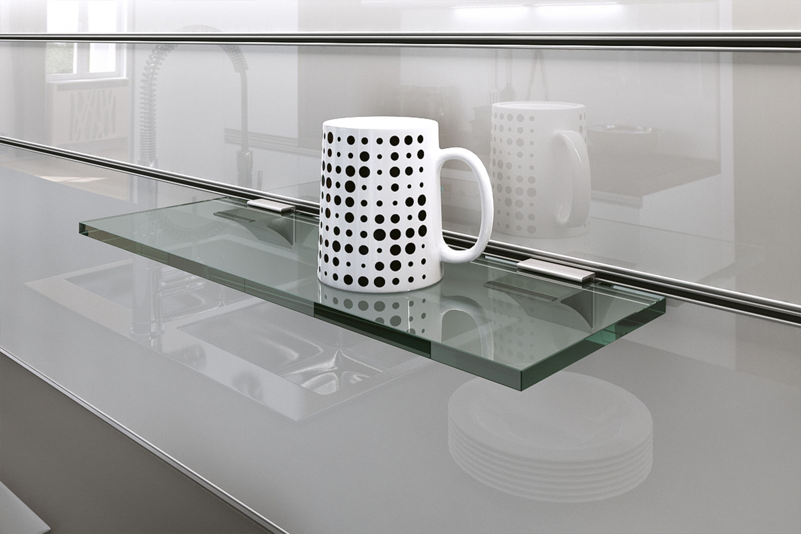 Профіль тримач скляної полиці товщиною 10 мм до настінної системи Zobal, довжина 3,5м