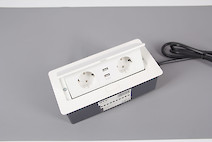 Встраиваемая розетка GTV горизонтальная  на 2 вилки, 2USB,Soft белая (встраиваемый удлинитель)