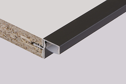 Профиль для фасадов без ручек (ФБР) в верхний модуль под LED-подсветку  L=5950 мм черный