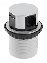 Вбудована розетка GTV COMFORT вертикальна на 3 вилки, 2USB, D100, алюміній (вбудований подовжувач)