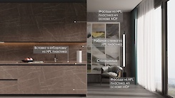 Смуга-вставка 33мм з HPL пластика F205 ST9 Камінь П'єтра Гріджіа антрацит в алюмінієву отбортовку Scilm під вставку