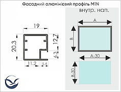 Фасадний рамковий профіль алюмінієвий М1N алюміній BRUSH для виготовлення меблевих фасадів