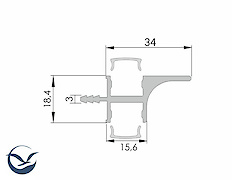 Профіль для фасадів без ручок (ФБР) в верхній модуль з пазами під LED-підсвічування з 2 сторін L = 5950мм, чорний  Колір анодіровкі: чорний Довжина планки: 5,95м 