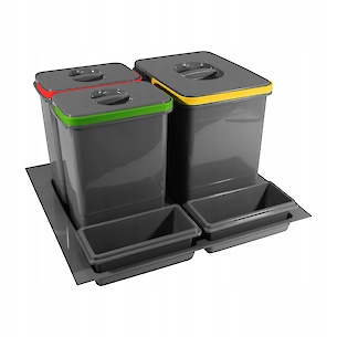 Комплект ведер GTV MULTINO для модуля 600 (1 ведро 15л, 2 ведра по 7л, 2 лотка), антрацит