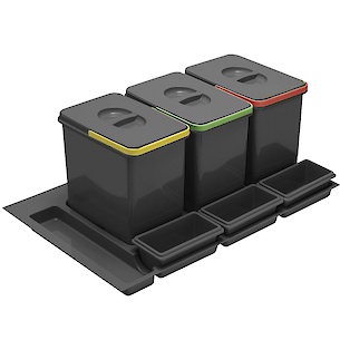 Комплект ведер GTV MULTINO для модуля 900 (3 ведра по 15л, 3 лотка), антрацит