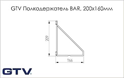 GTV Полкодержатель BAR, 200x160мм, черный мат