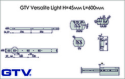 Направляющая шариковая GTV Versalite Light H=45мм L=600мм полного выдвижения с доводчиком