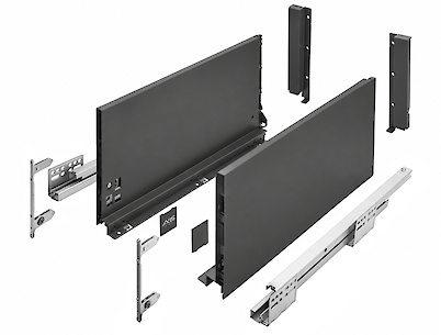 Комплект висувної шухляди GTV AXIS PRO H=200 L=500, антрацит
