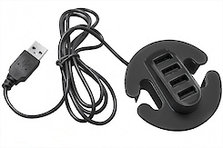 Адаптер GTV кутовий на 4 USB, чорний