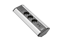 Подовжувач GTV кутовий на 3 вилки, 2USB, сріблястий