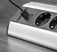 Удлинитель GTV угловой на 3 вилки, 2USB, серебристый