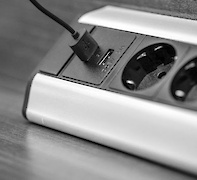 Подовжувач GTV кутовий на 3 вилки, 2USB, сріблястий