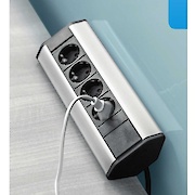 Настільний подовжувач GTV кутовий на 4 вилки, сріблястий