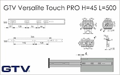 Напрямна кулькова GTV Versalite Touch PRO повного висунення Н=45 L=500 Push to open + Soft Close