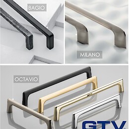 Мебельные ручки GTV. Коллекции: BAGIO, Milano, Octavio