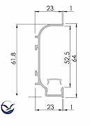 Профіль C подібний для фасадів без ручок (ФБР) з пазом під LED-підсвічування L = 5950 мм  алюміній