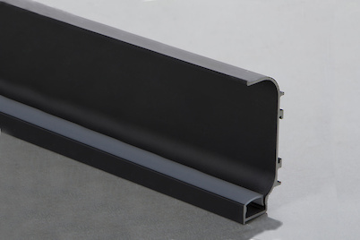 Профиль C образный для фасадов без ручек (ФБР) с пазом под LED-подсветку L=5950 мм черный