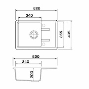 Мойка GRANADO гранитная PALMA, цвет Grafito