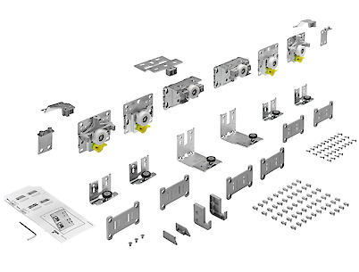 Комплект роликів Hettich TopLine L v2.0 для шафи з 3 дверима, товщина двері 18-30 мм, 50 кг (9242713)