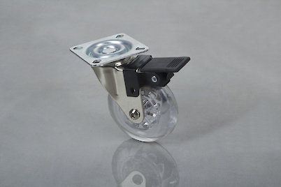 Мебельный ролик GTV BRAZYLIA D=75 с тормозом, прозрачный