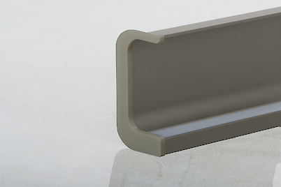 Заглушка левая профиля C с LED подсветкой для фасадов без ручек (ФБР) инокс (коньяк)