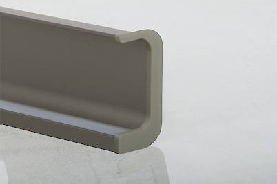 Заглушка правая профиля C с LED подсветкой для фасадов без ручек (ФБР) инокс (коньяк)