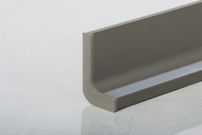 Заглушка левая профиля L с LED подсветкой для фасадов без ручек (ФБР) инокс (коньяк)