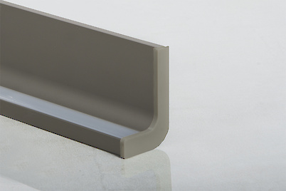 Заглушка правая профиля L с LED подсветкой для фасадов без ручек (ФБР) инокс (коньяк)